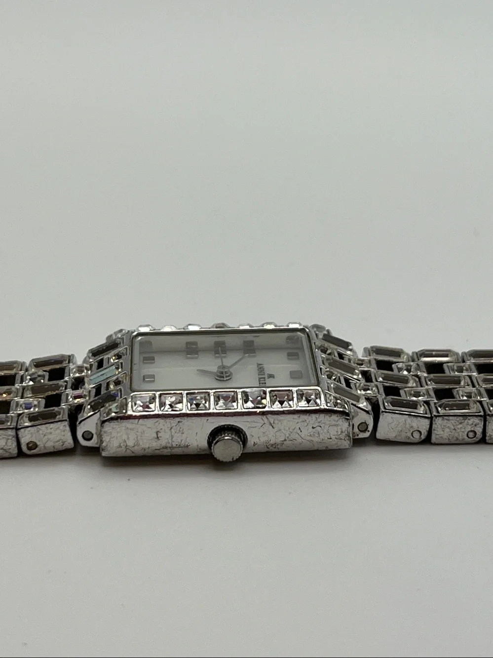 Anne Klein Silver Crystal-Accented Bracelet Watch
